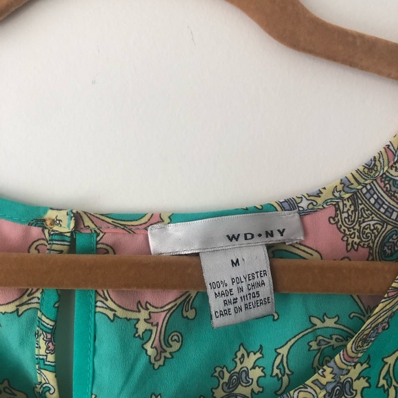 Pink & Teal Pastel Spring Paisley Floral Sleeveless Shift Blouse - Picture 3 of 9